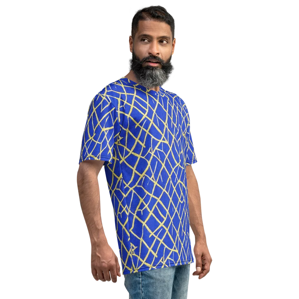 Cobalt Tangle on Men's Crew Neck T-Shirt — Right