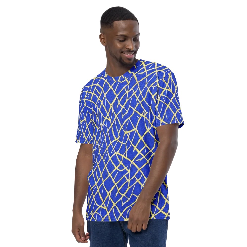 Cobalt Tangle on Men's Crew Neck T-Shirt — Left