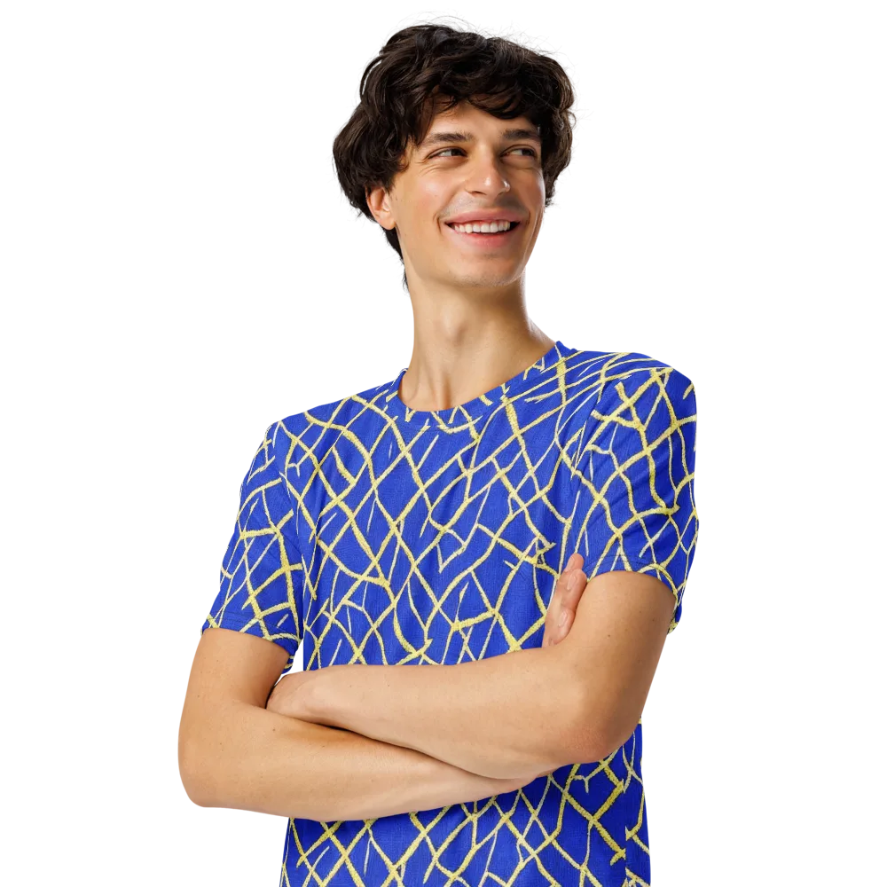 Cobalt Tangle on Men's Crew Neck T-Shirt — Left Front