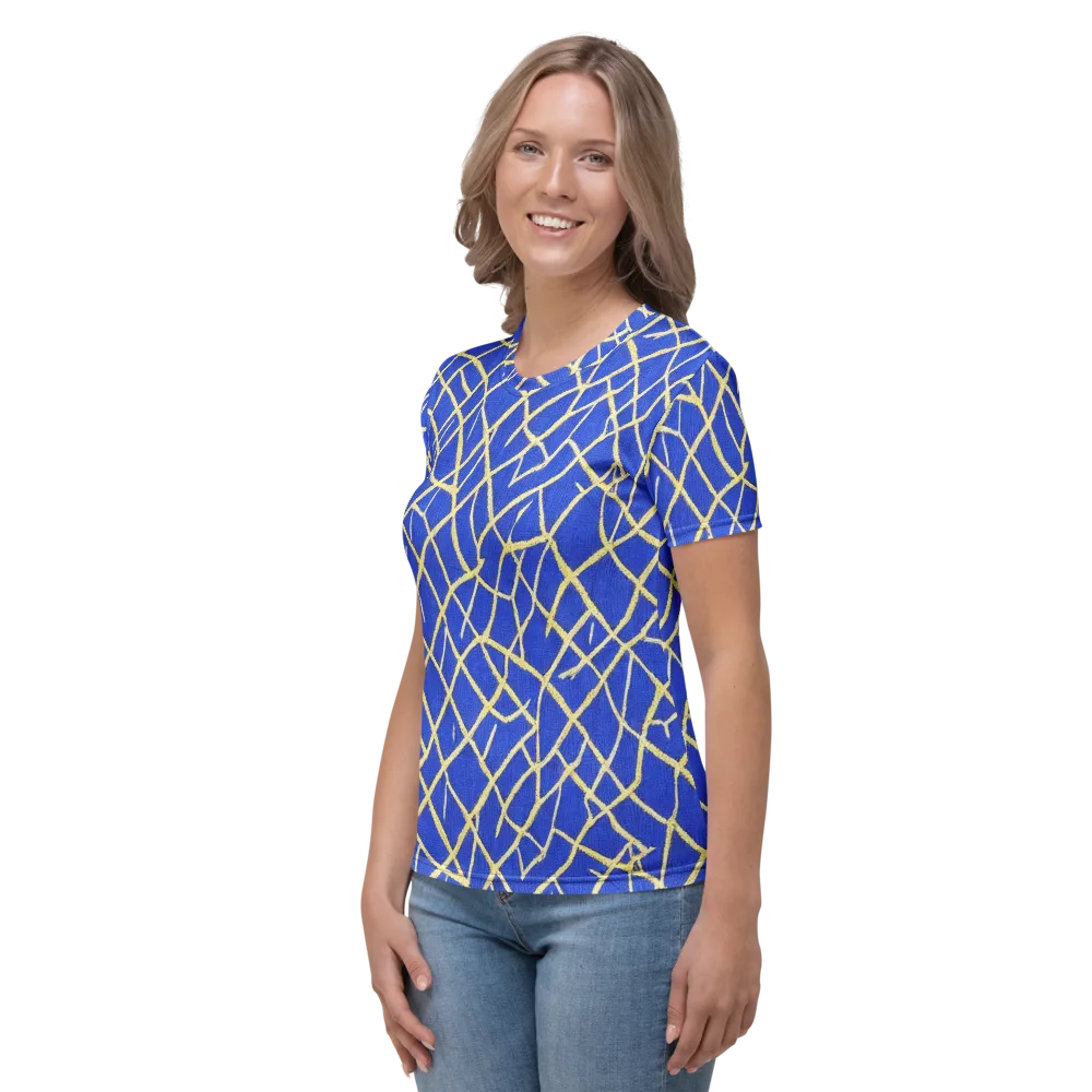 Cobalt Tangle on Women's Crew Neck T-Shirt — Left