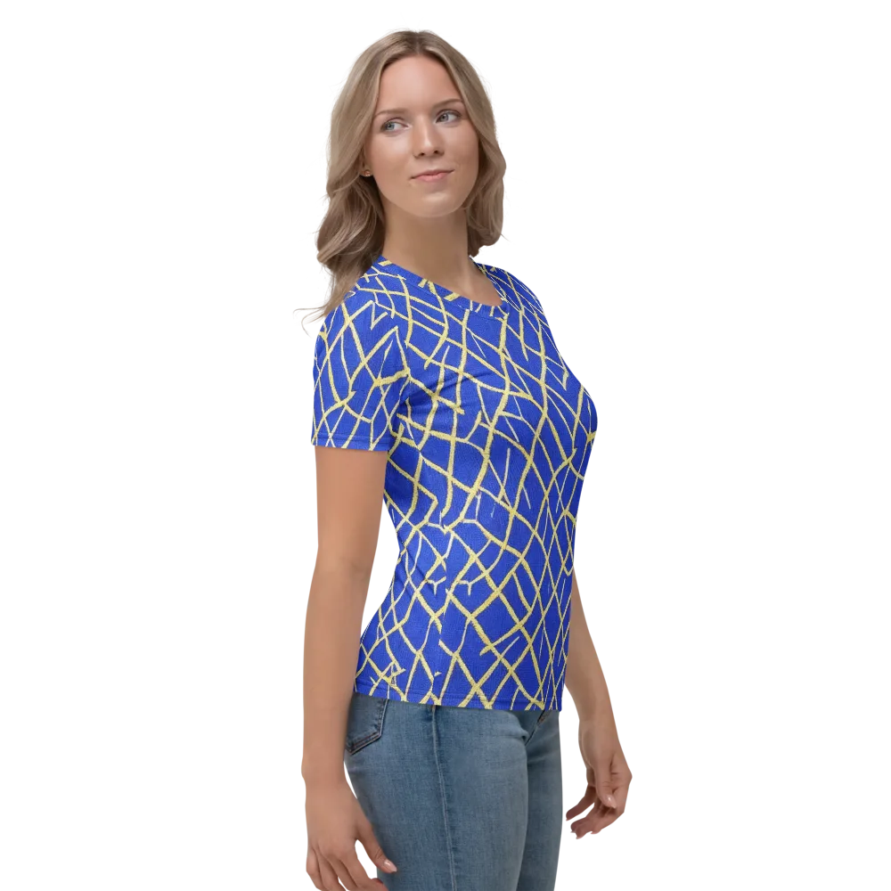 Cobalt Tangle on Women's Crew Neck T-Shirt — Right