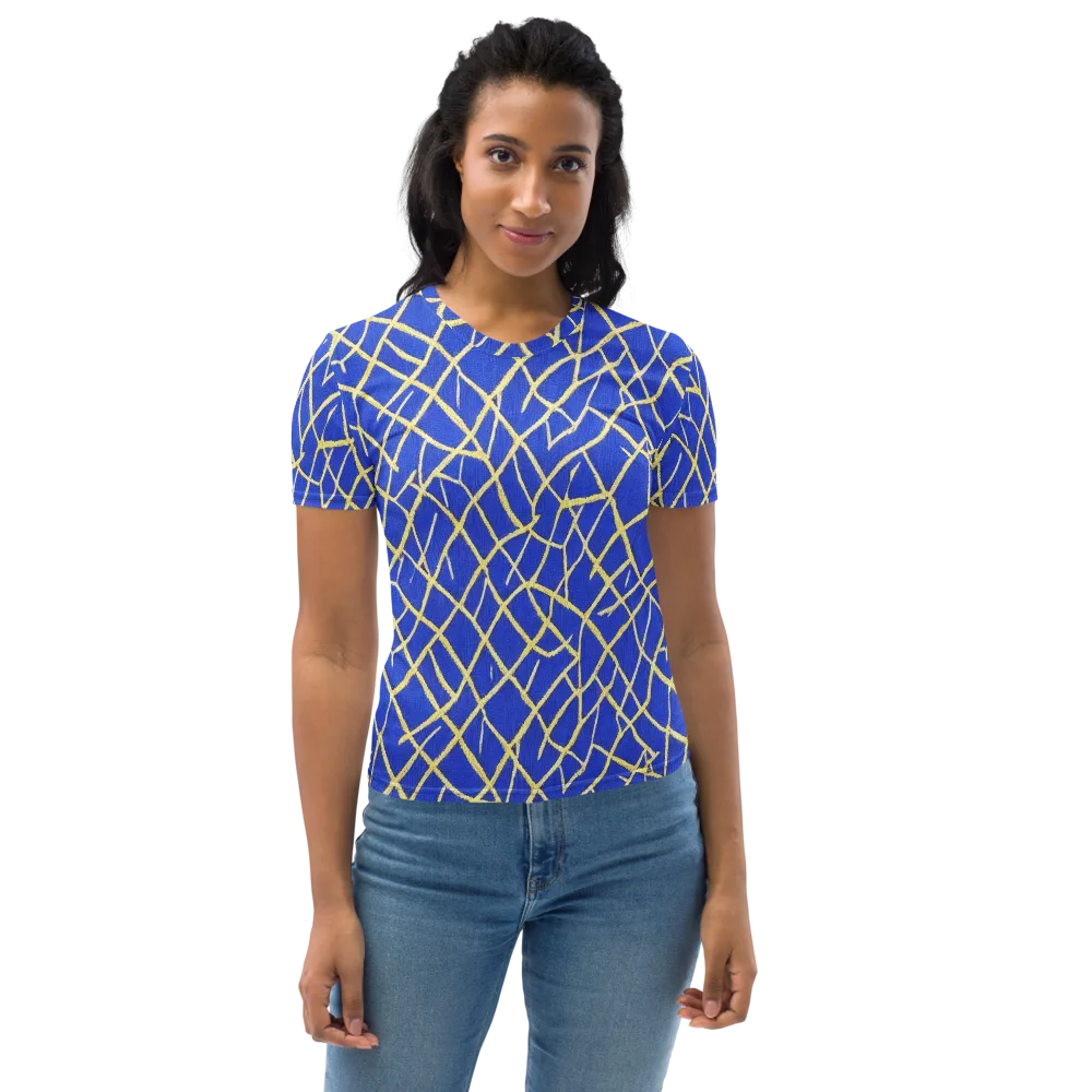 Cobalt Tangle on Women's Crew Neck T-Shirt — Front