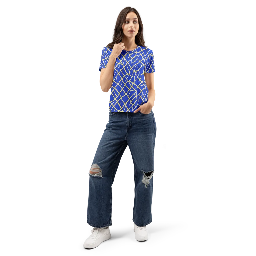 Cobalt Tangle on Women's Crew Neck T-Shirt — Front
