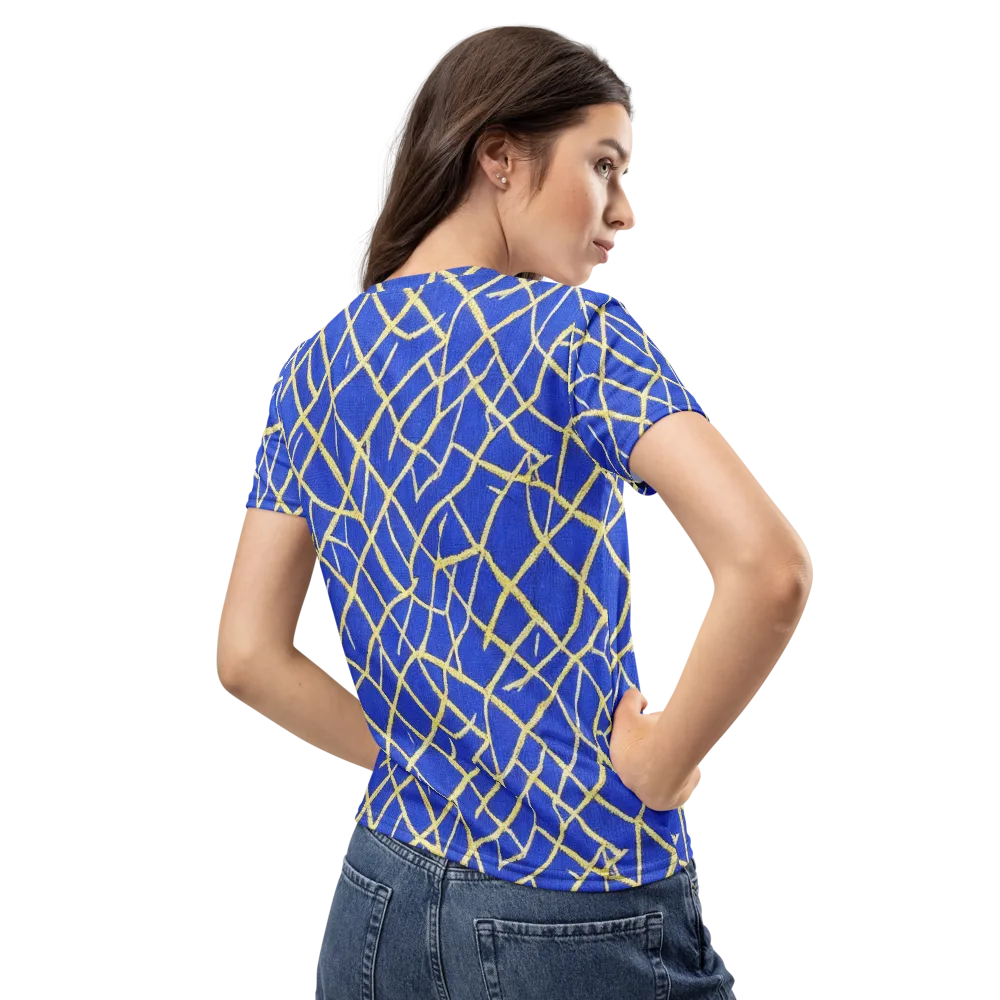 Cobalt Tangle on Women's Crew Neck T-Shirt — Back