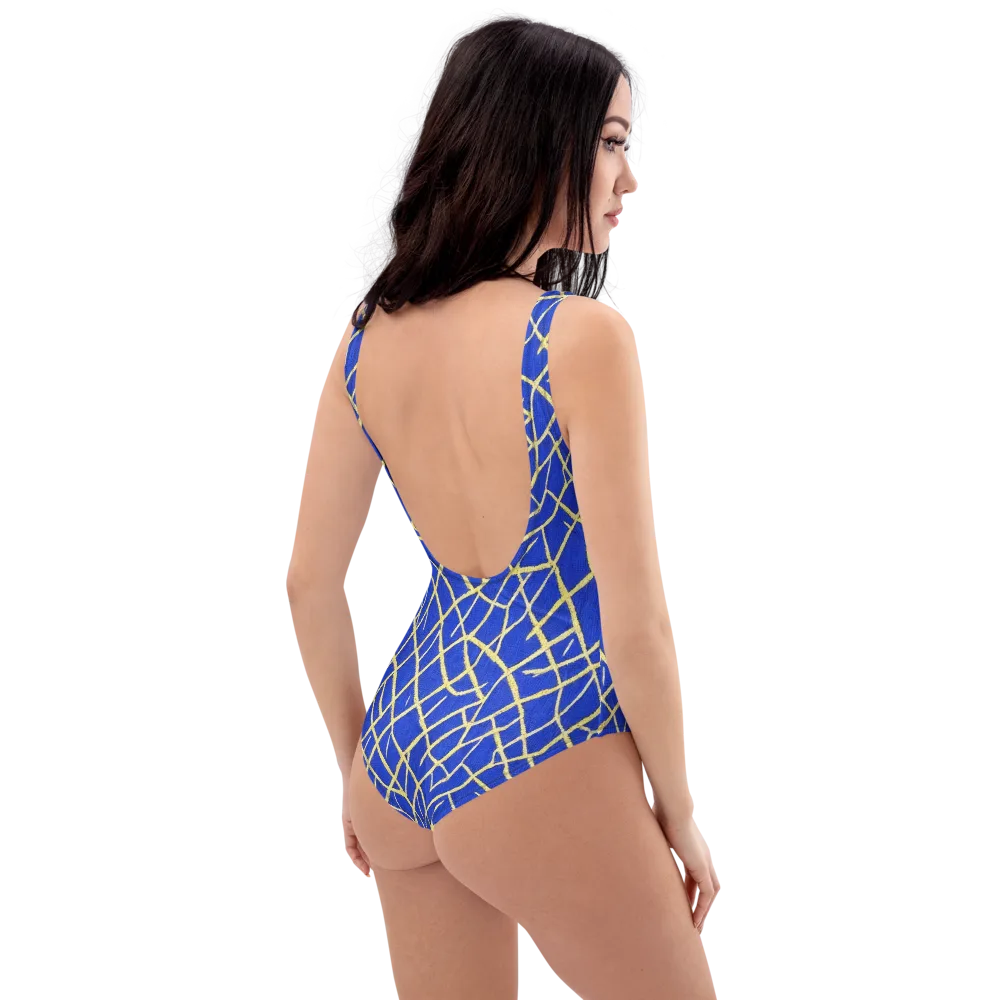 Cobalt Tangle on One-Piece Swimsuit — Right Back