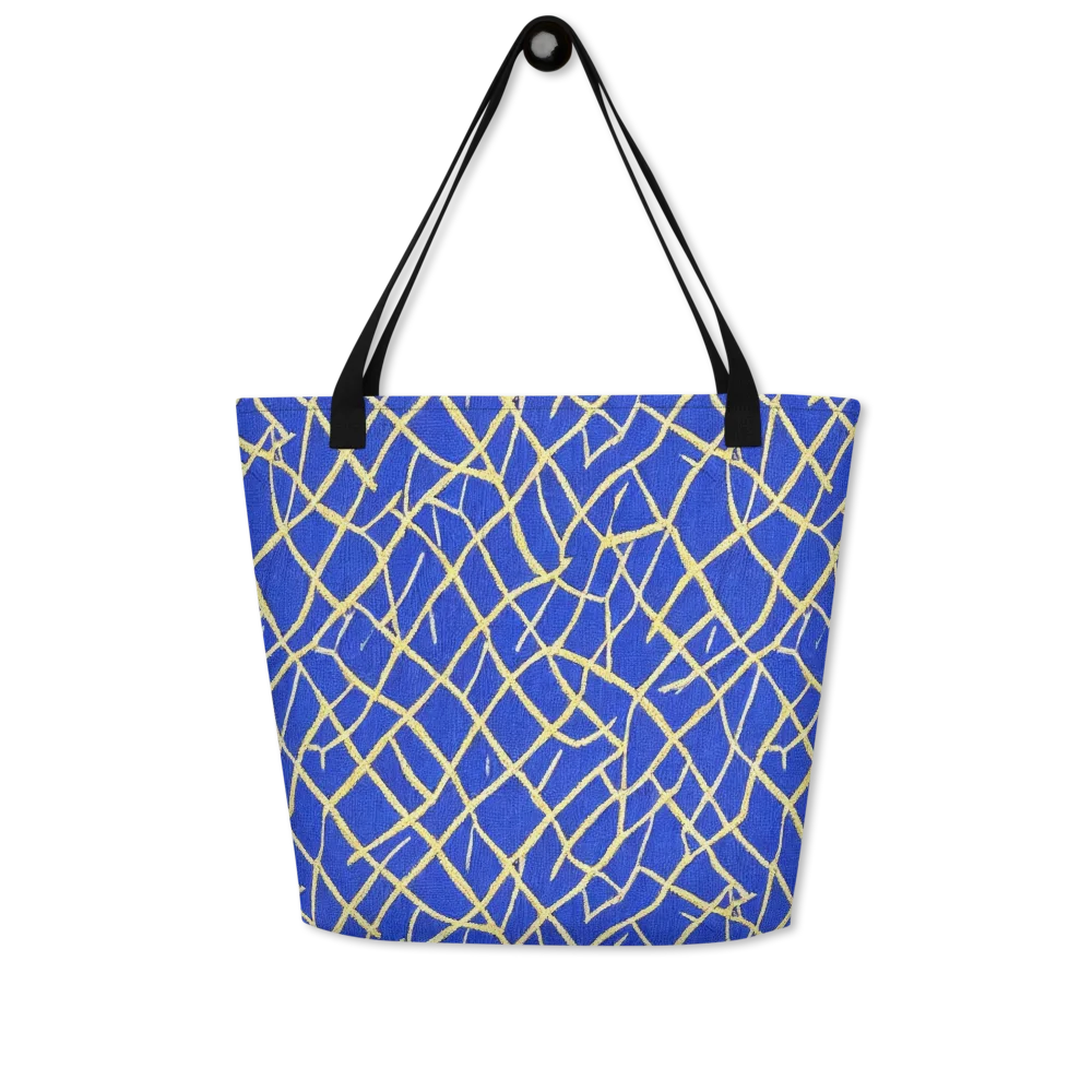 Cobalt Tangle on Large Tote Bag W/ Pocket — Front