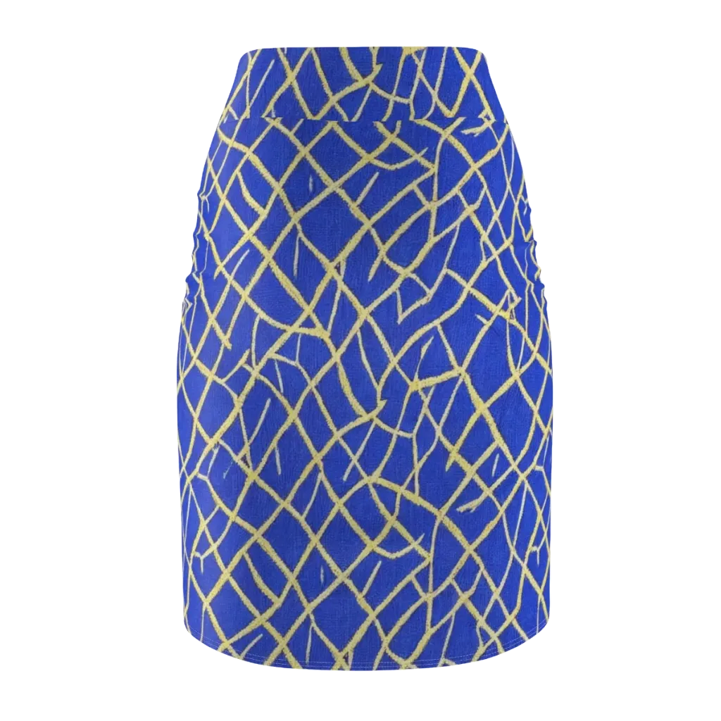 Cobalt Tangle on Pencil Skirt — Back