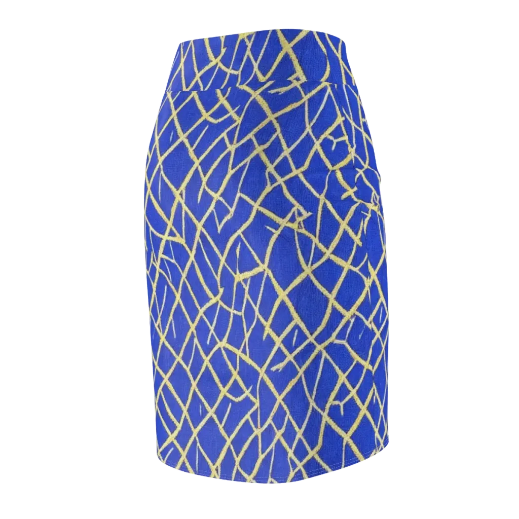 Cobalt Tangle on Pencil Skirt — Back Side