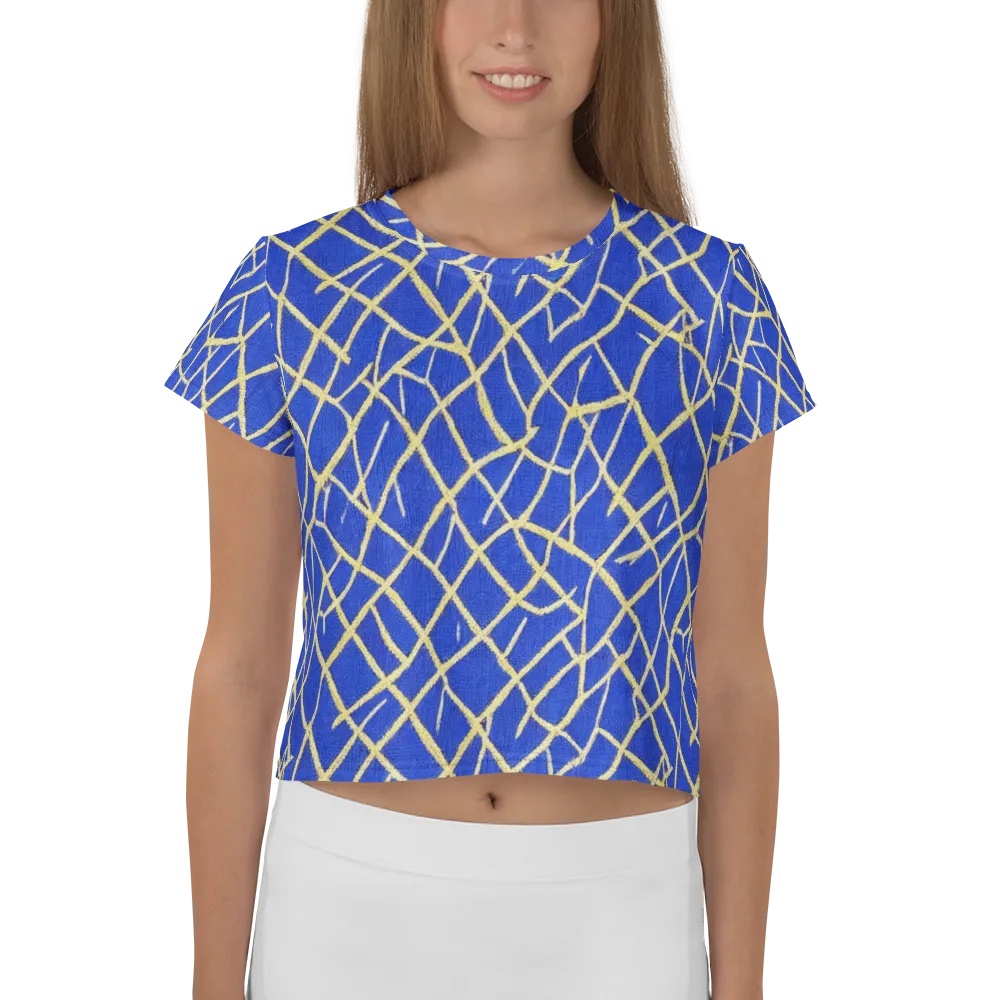 Cobalt Tangle on Crop Tee — Front