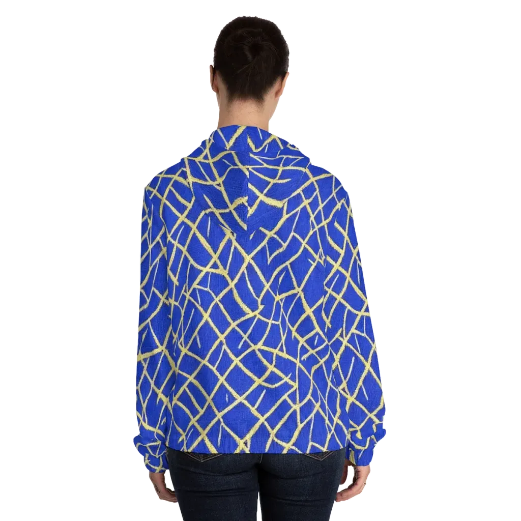 Cobalt Tangle on Women's Full-Zip Hoodie — Back On Person