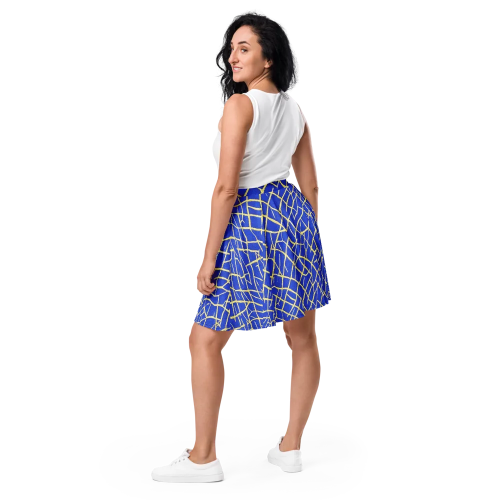 Cobalt Tangle on Skater Skirt — Back