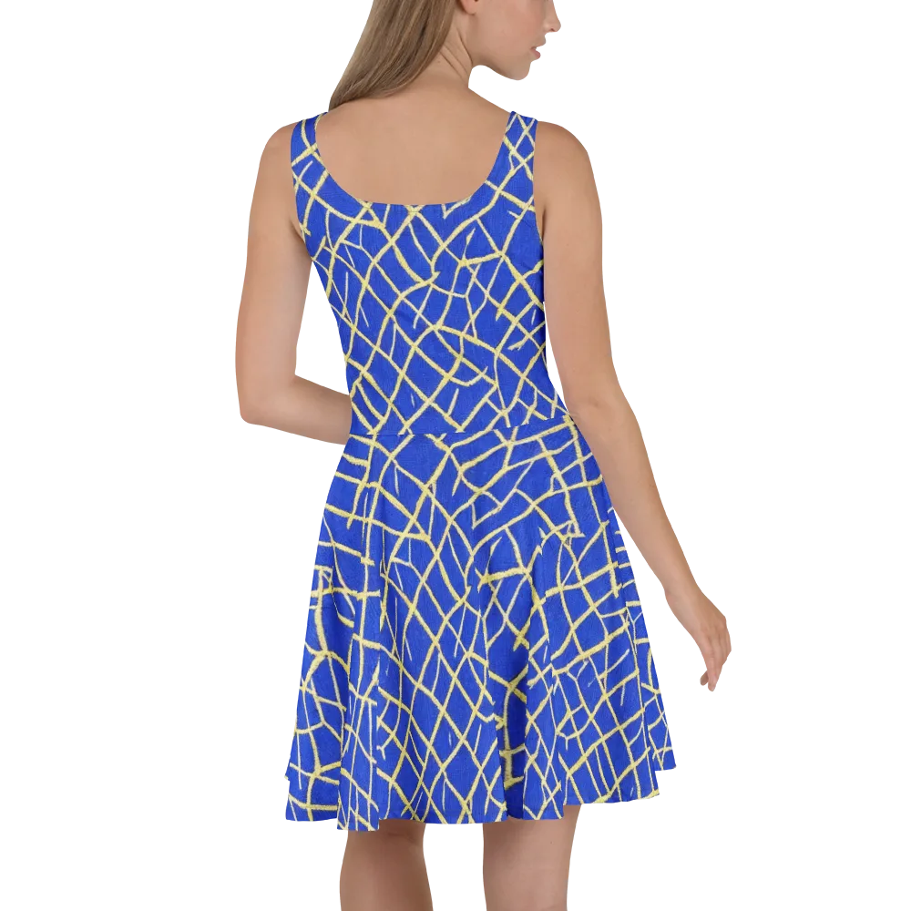 Cobalt Tangle on Skater Dress — Back