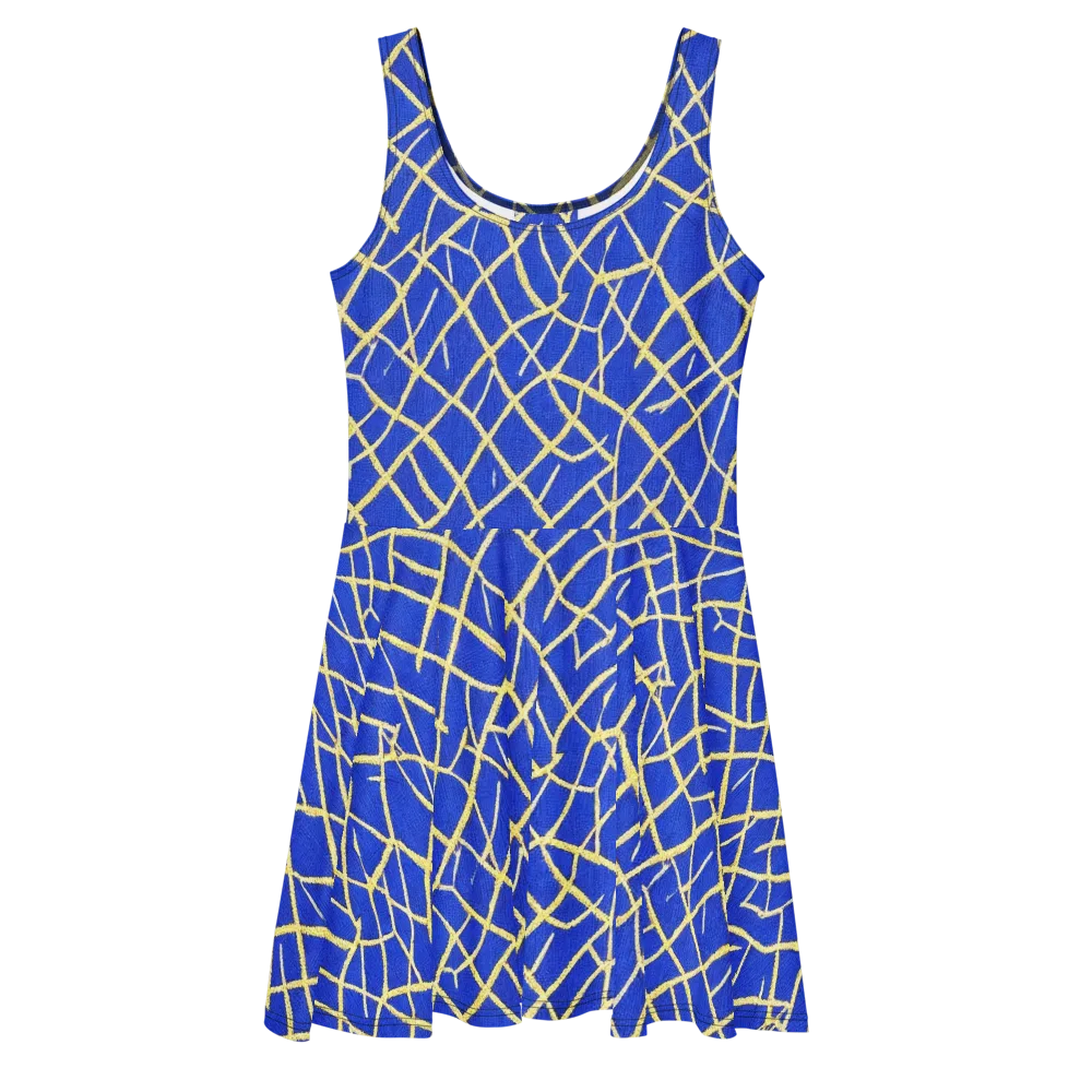 Cobalt Tangle on Skater Dress — Front