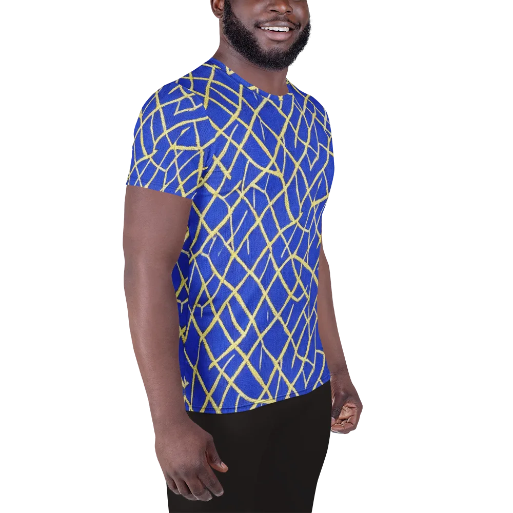 Cobalt Tangle on Men's Athletic T-Shirt — Right