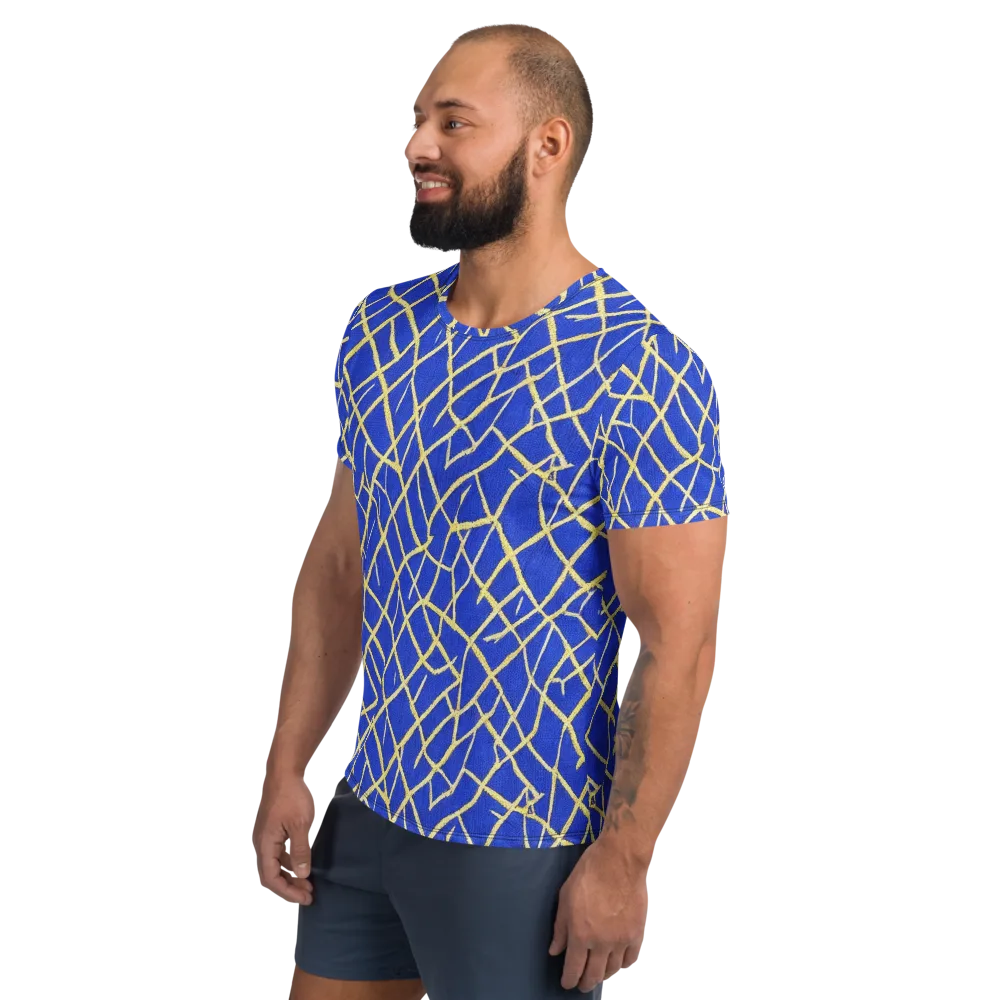 Cobalt Tangle on Men's Athletic T-Shirt — Left