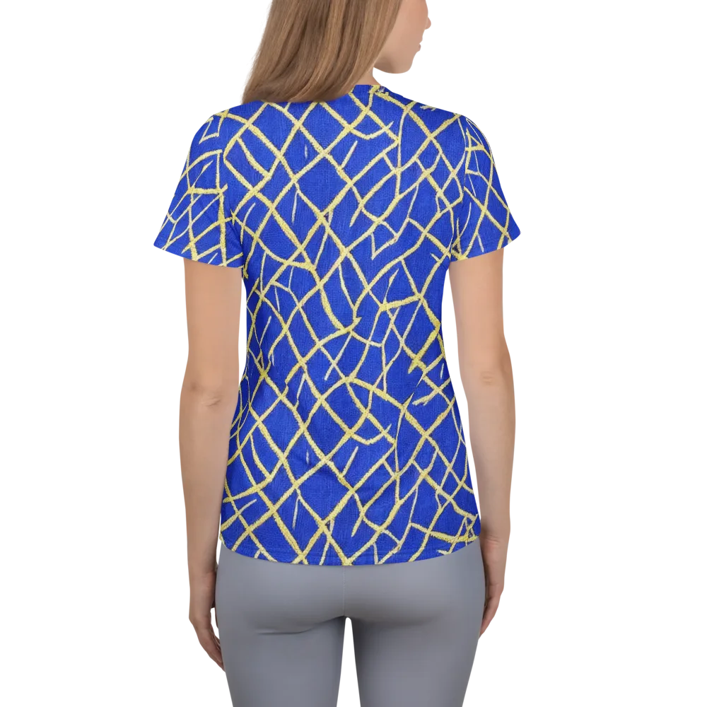 Cobalt Tangle on Women's Athletic T-Shirt — Back