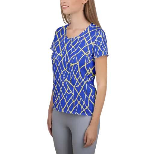 Cobalt Tangle on a Women's Athletic T-Shirt
