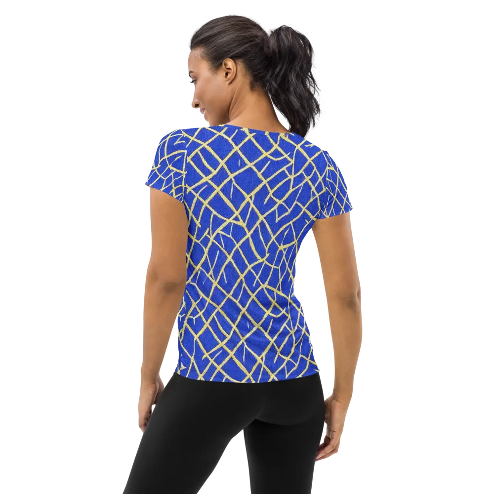 Cobalt Tangle on Women's Athletic T-Shirt — Back