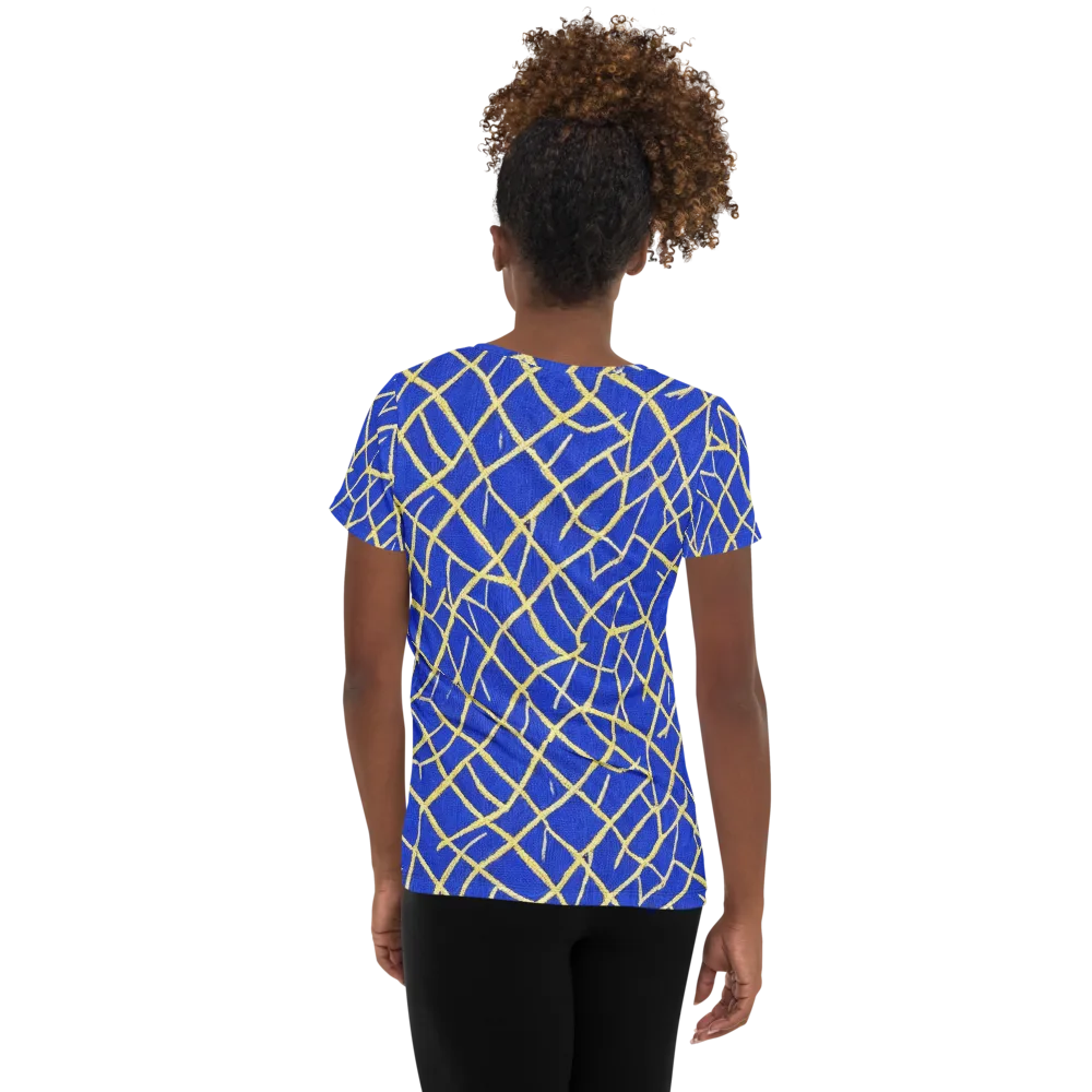 Cobalt Tangle on Women's Athletic T-Shirt — Back