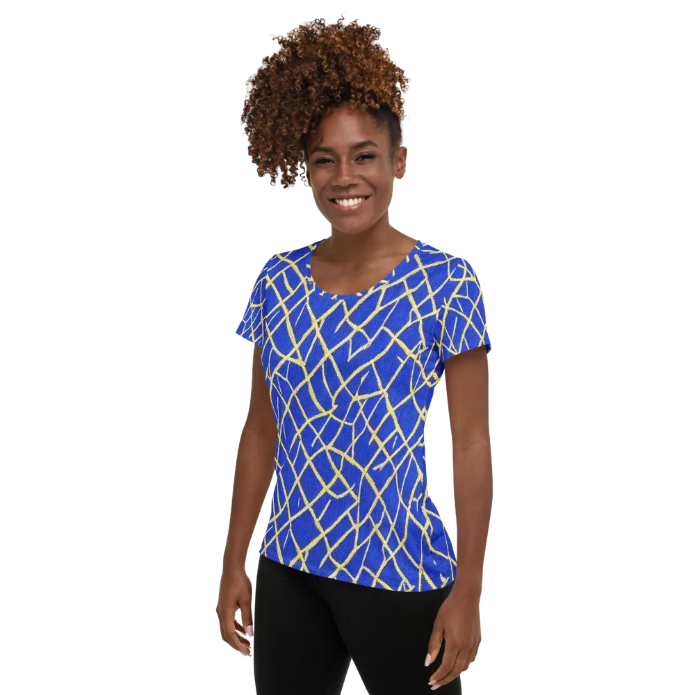 Cobalt Tangle on Women's Athletic T-Shirt — Left
