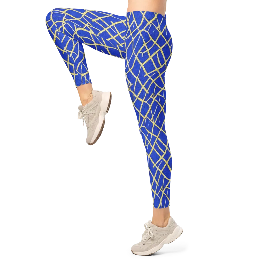 Cobalt Tangle on Leggings — Left