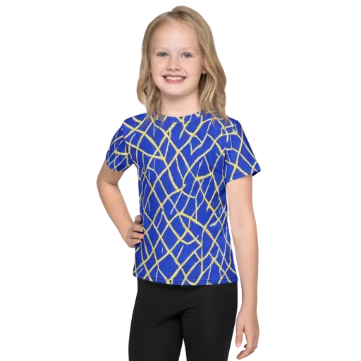 Cobalt Tangle on a Kids Crew Neck T-Shirt