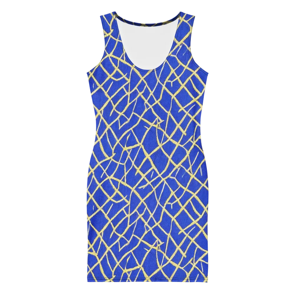 Cobalt Tangle on Bodycon Dress — Front