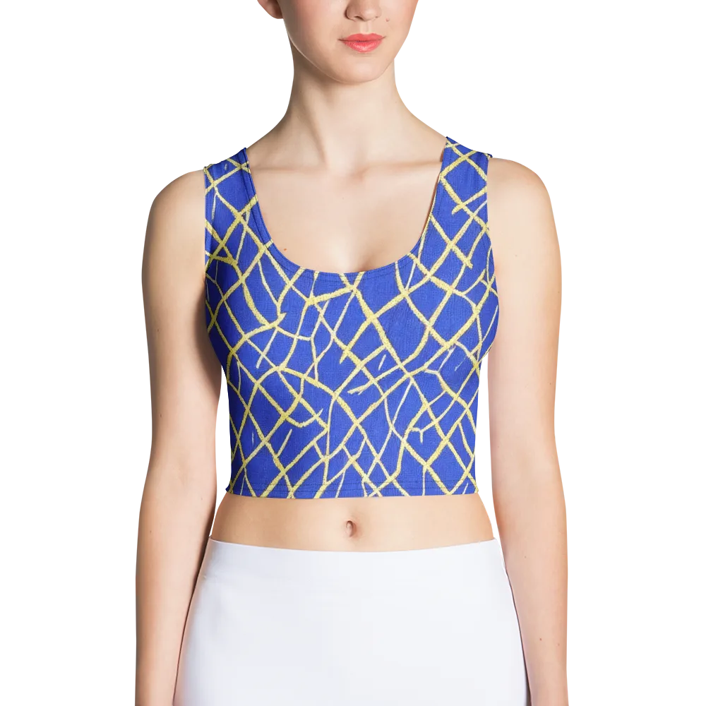 Cobalt Tangle on Crop Top — Front