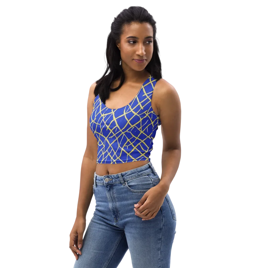 Cobalt Tangle on Crop Top — Left Front