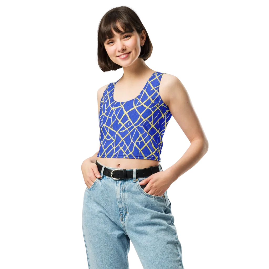 Cobalt Tangle on Crop Top — Front