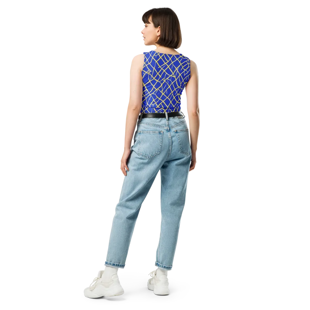 Cobalt Tangle on Crop Top — Back