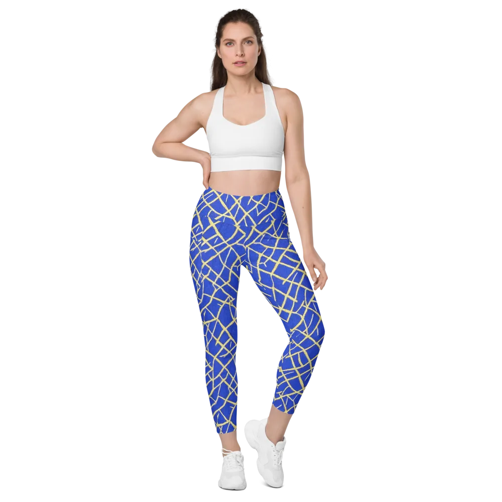 Cobalt Tangle on Leggings with Pockets — Front