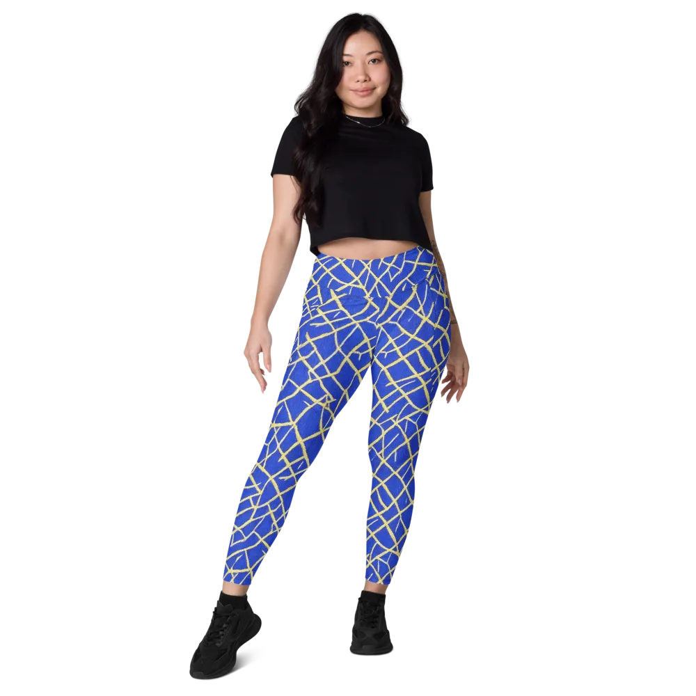 Cobalt Tangle on Leggings with Pockets — Front