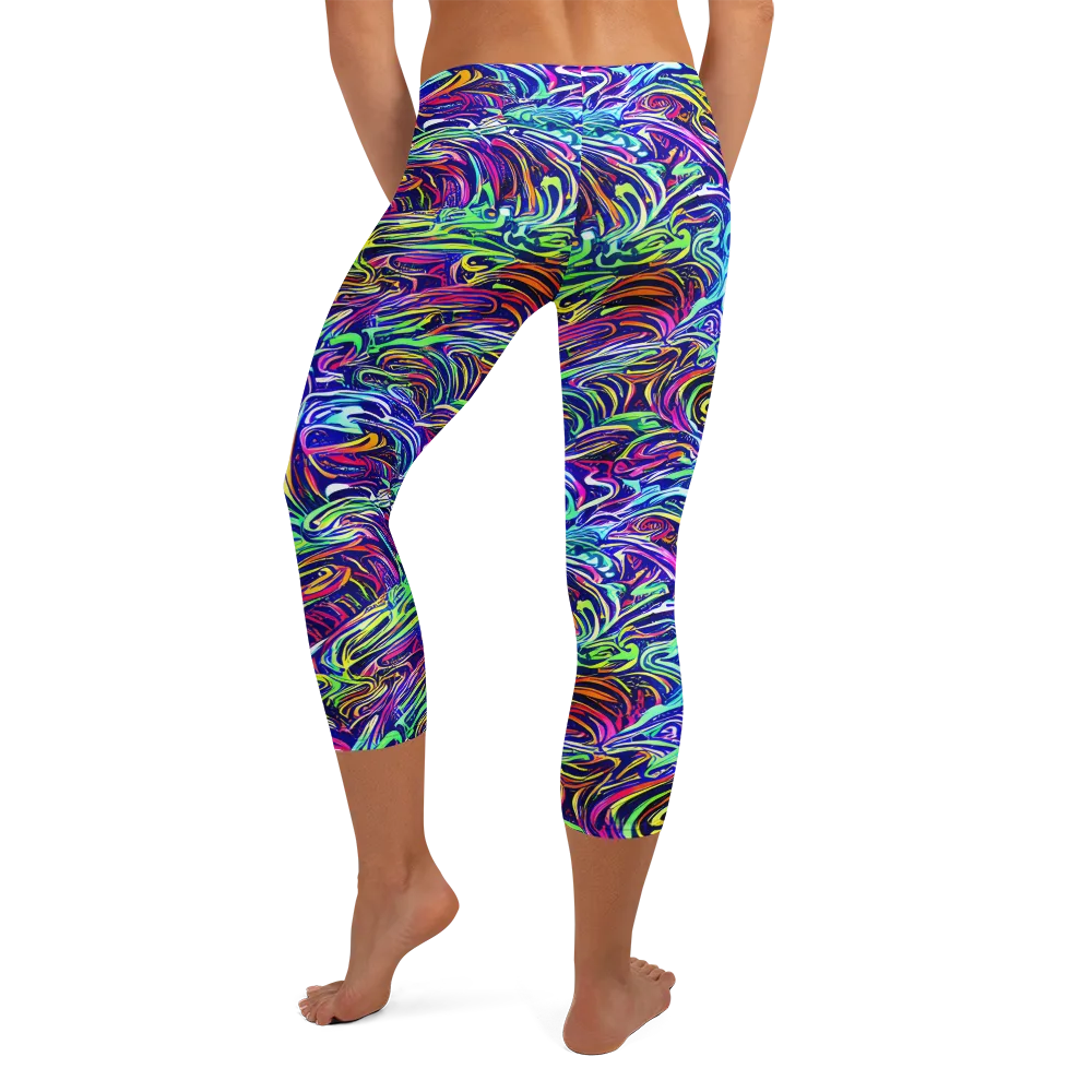 Limefire Labyrinth on Capri Leggings — Back