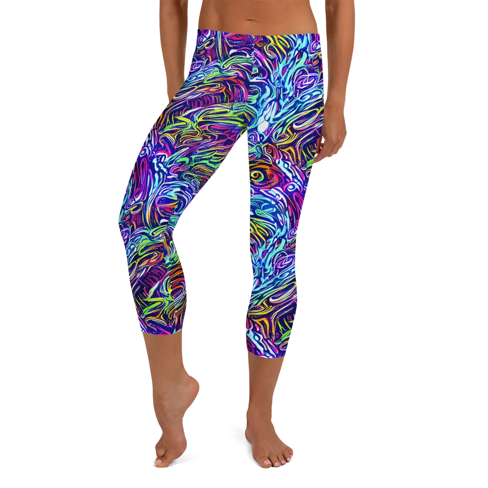 Limefire Labyrinth on Capri Leggings — Front