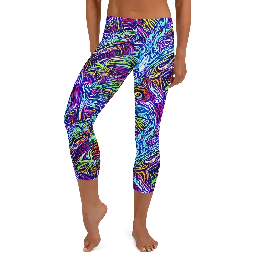 Limefire Labyrinth on Capri Leggings — Front
