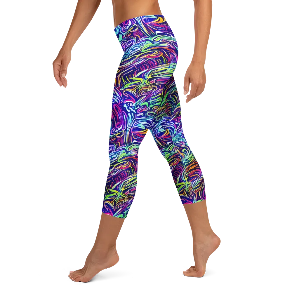 Limefire Labyrinth on Capri Leggings — Left