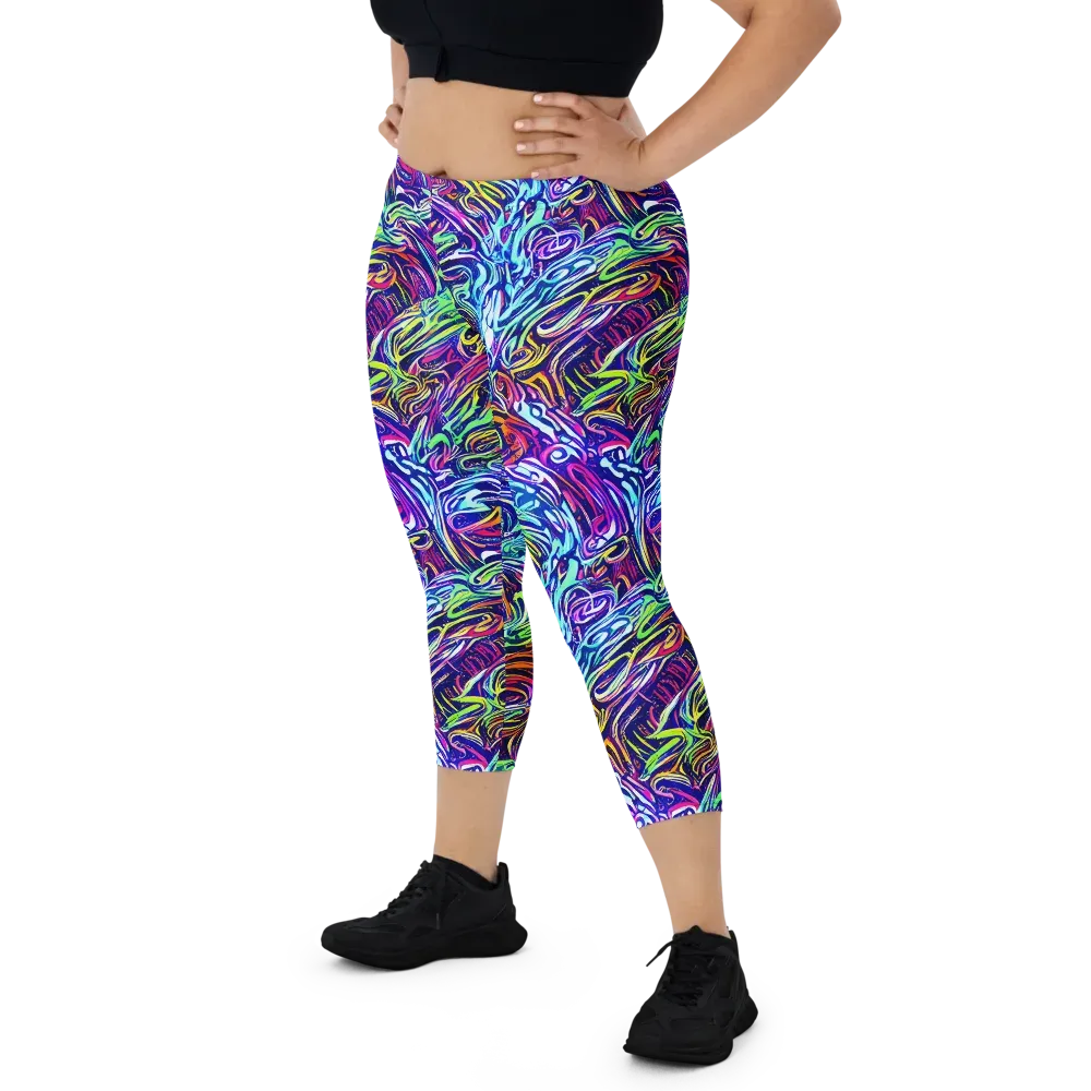 Limefire Labyrinth on Capri Leggings — Front