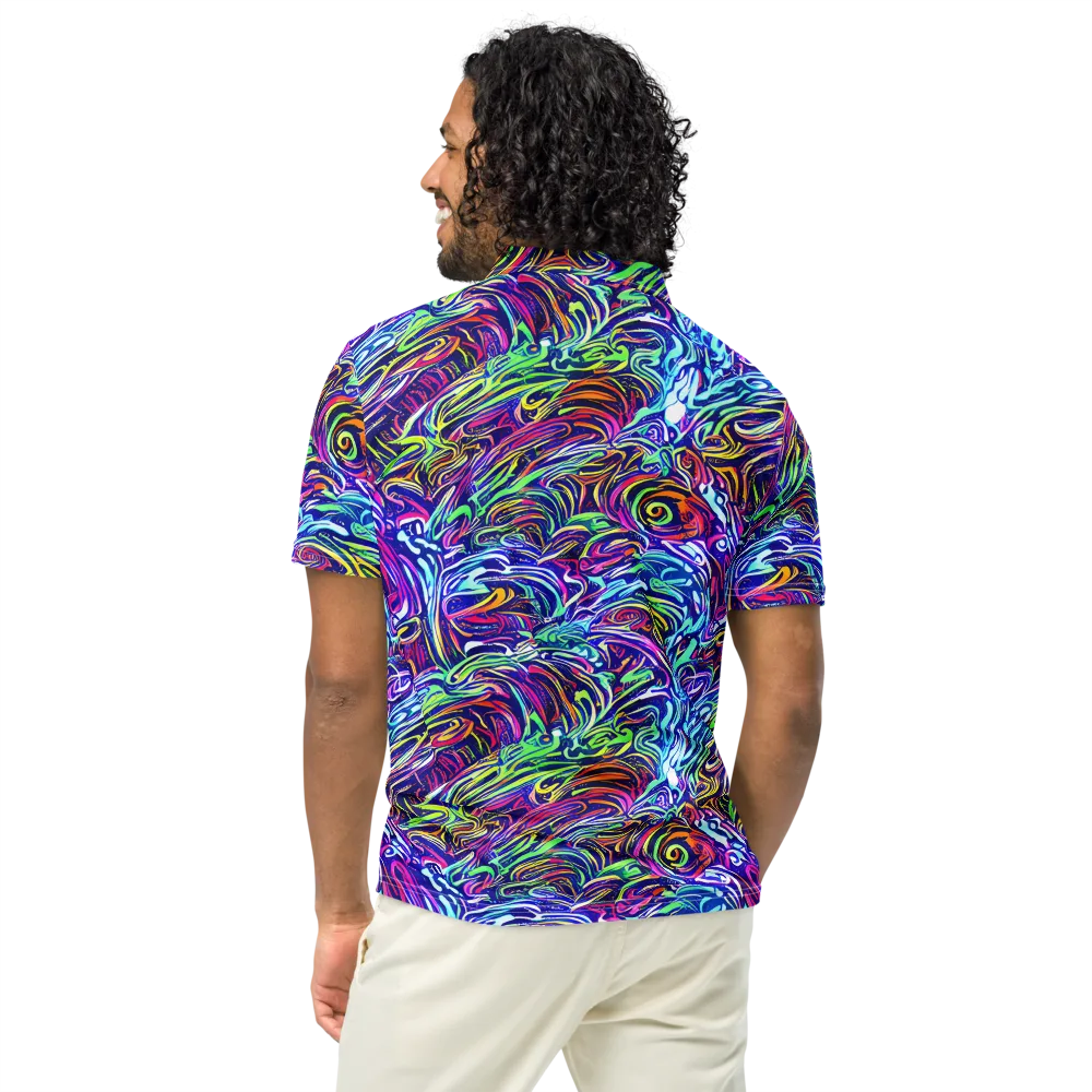 Limefire Labyrinth on Men's Slim Fit Polo Shirt — Back