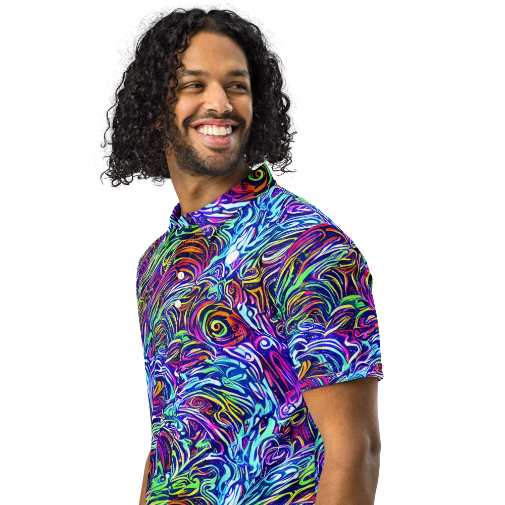 Limefire Labyrinth on Men's Slim Fit Polo Shirt — Left Front