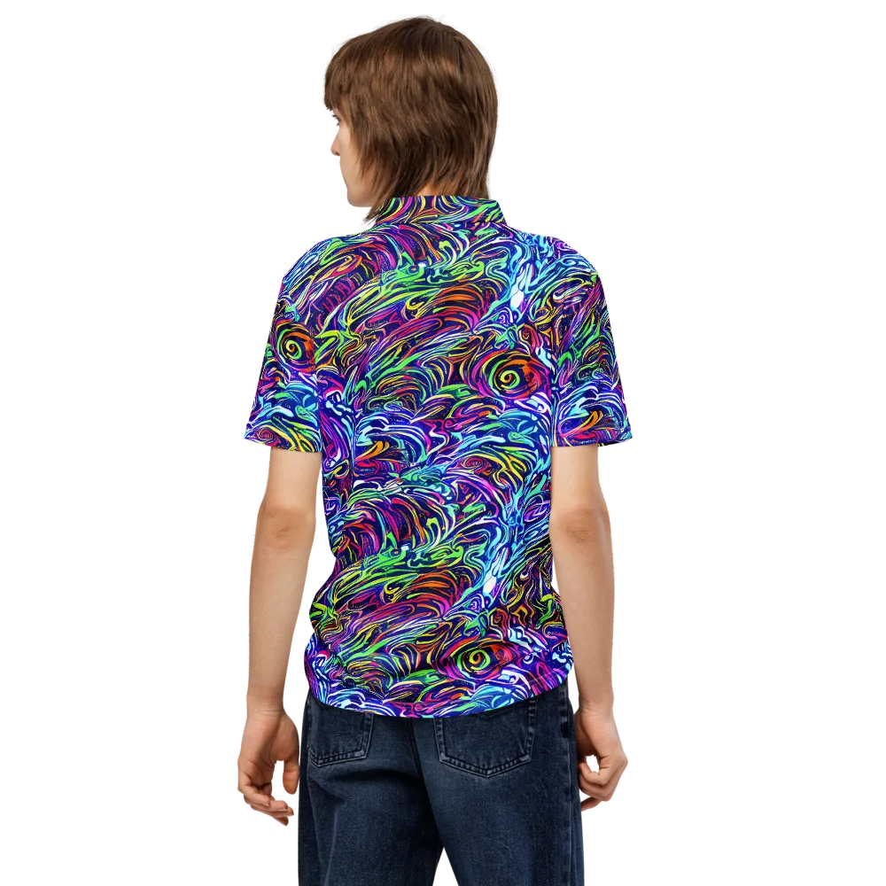 Limefire Labyrinth on Men's Slim Fit Polo Shirt — Back