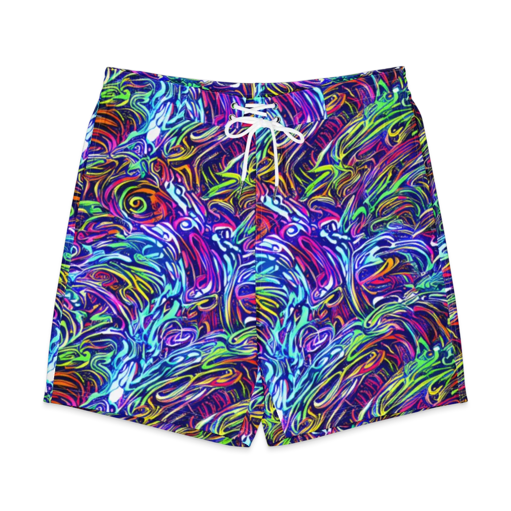 Limefire Labyrinth on Men's Board Shorts — Front
