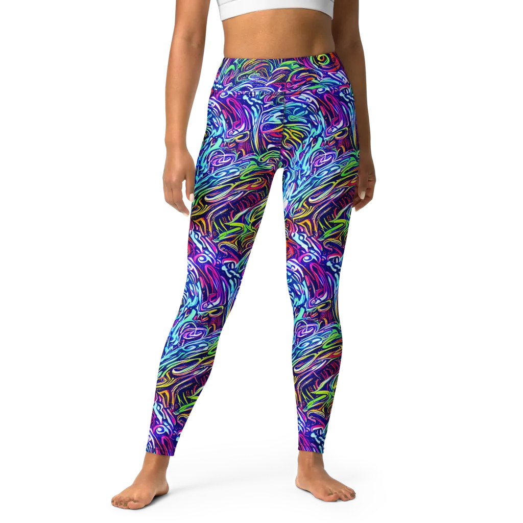 Limefire Labyrinth on Yoga Leggings — Front