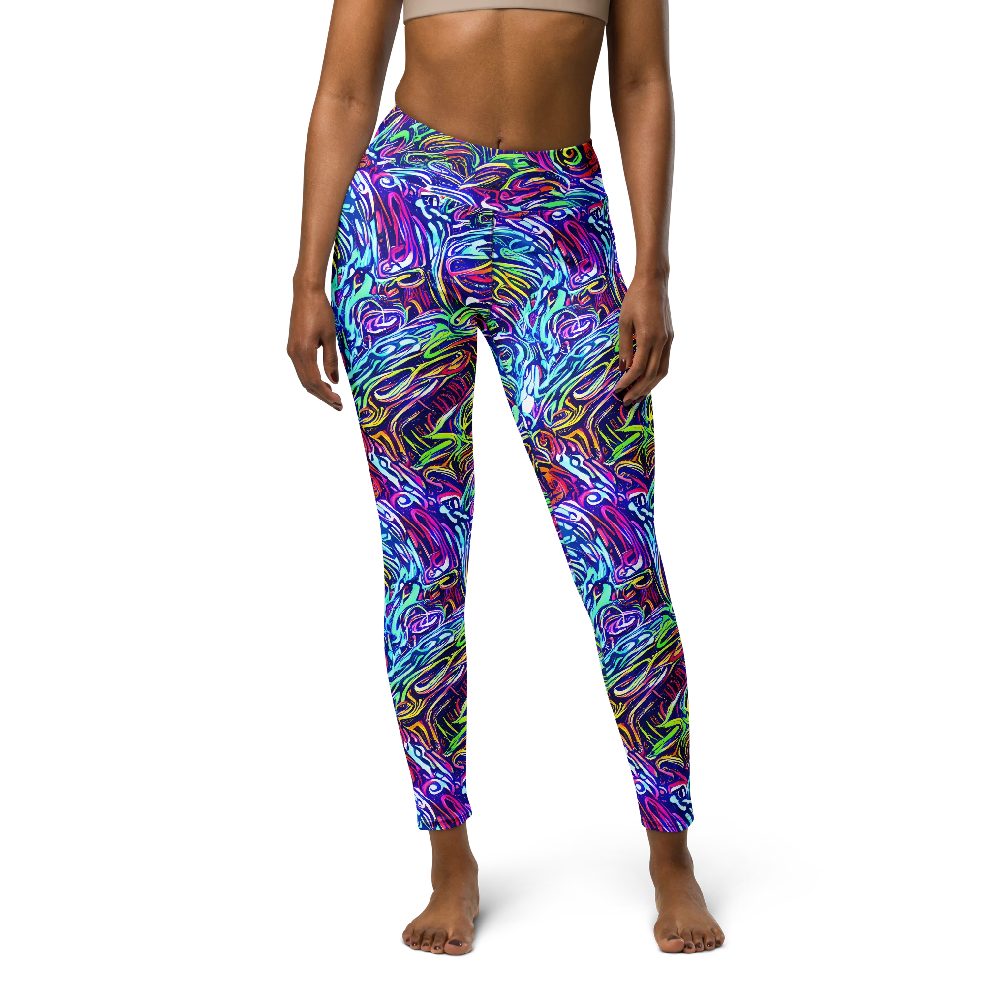 Limefire Labyrinth on Yoga Leggings — Front