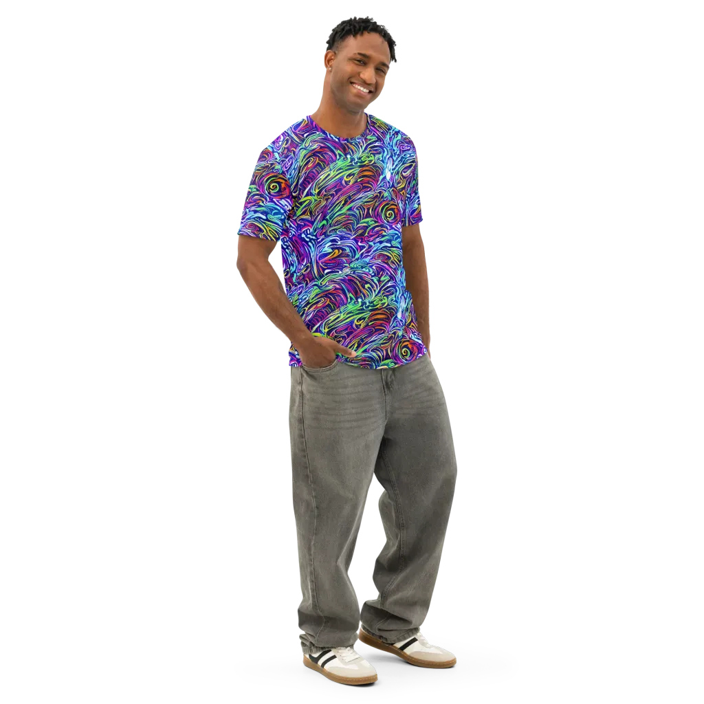 Limefire Labyrinth on Men's Cotton Crew Neck T-Shirt — Right Front