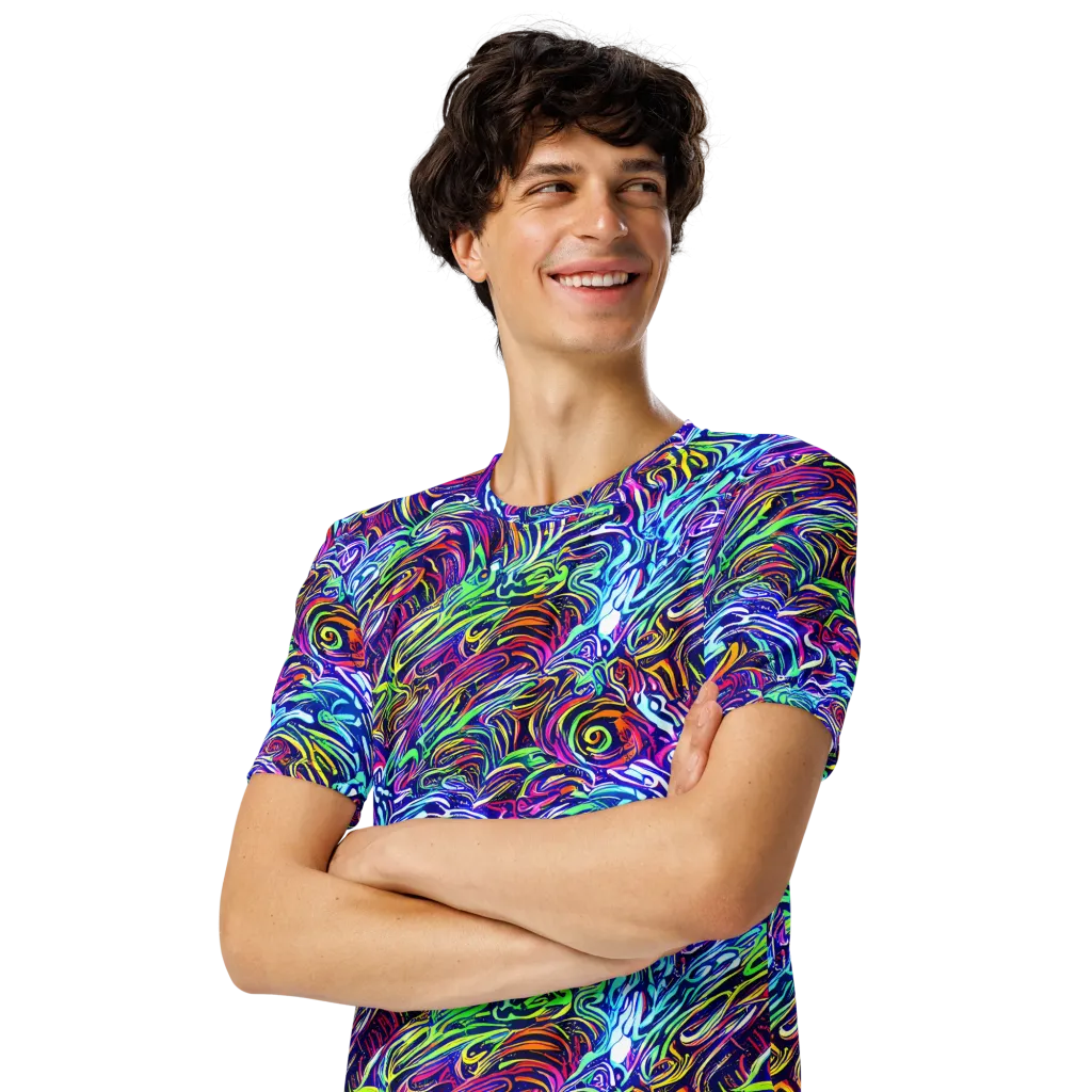 Limefire Labyrinth on Men's Crew Neck T-Shirt — Left Front