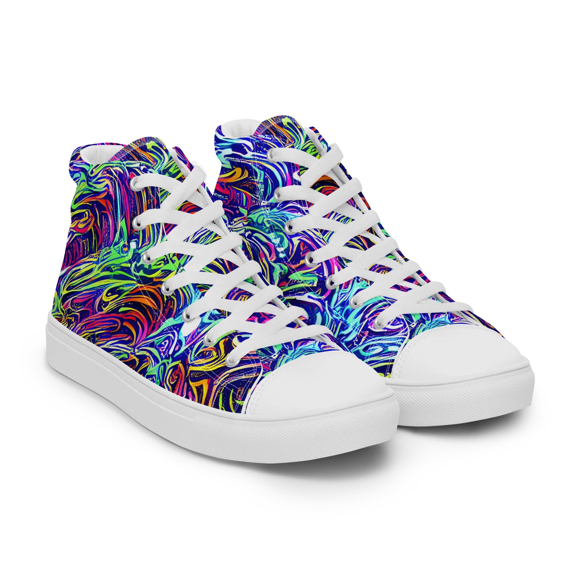 Limefire Labyrinth on Men's High Top Canvas Shoes — Right Front