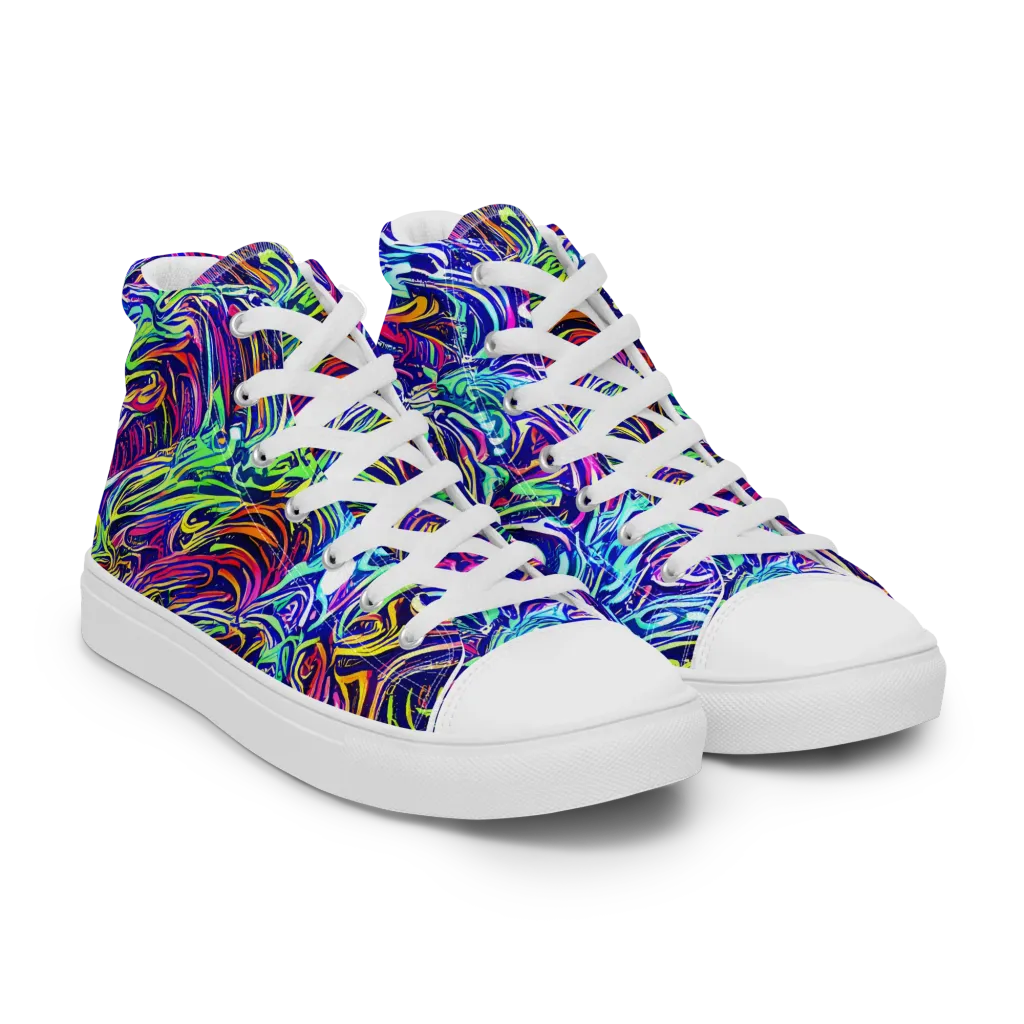 Limefire Labyrinth on Men's High Top Canvas Shoes — Right Front