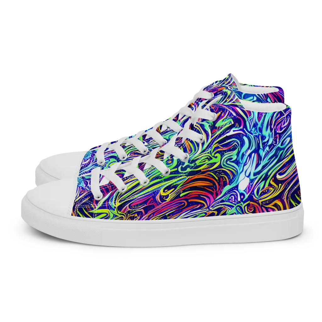 Limefire Labyrinth on Men's High Top Canvas Shoes — Left