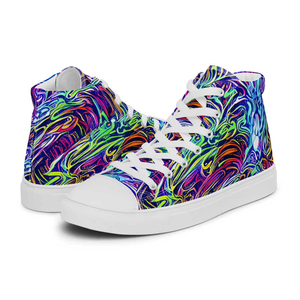 Limefire Labyrinth on Men's High Top Canvas Shoes — Left